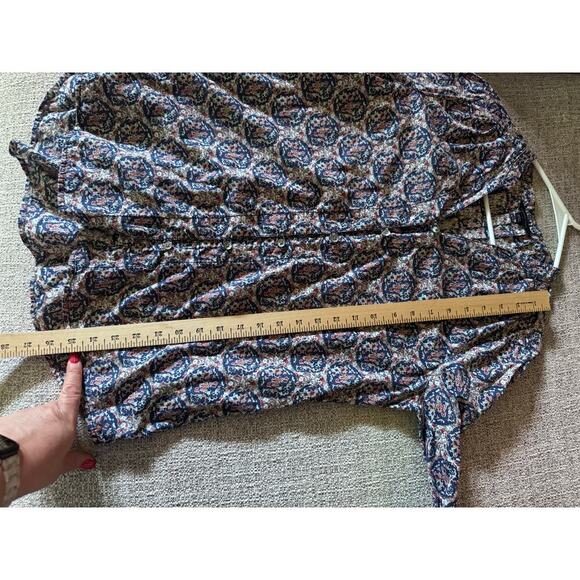 Lands' End Blue White Multicolor Button Up Cotton Women's Blouse Shirt Sz 6 - Picture 4 of 12